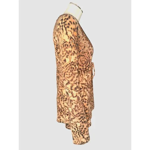 Dana Buchman Medium Vintage Leopard Merino Wool Beaded Top City Luxe Embellished - Picture 6 of 14